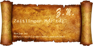 Zeitlinger Máté névjegykártya